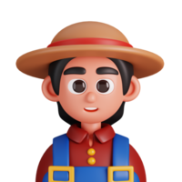 retrato do uma mulher agricultor isolado. essencial trabalhadores avatar ícones. personagens para social meios de comunicação e rede, do utilizador perfil, local na rede Internet e aplicativo. 3d render ilustração. png