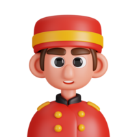 retrato do uma porteiro isolado. essencial trabalhadores avatar ícones. personagens para social meios de comunicação e rede, do utilizador perfil, local na rede Internet e aplicativo. 3d render ilustração. png