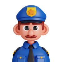 Portrait of a policeman isolated. Essential workers avatar icons. Characters for social media and networking, user profile, website and app. 3d Render illustration. png