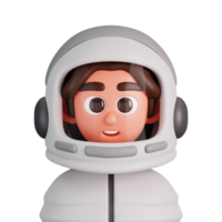 ritratto di un' donna astronauta isolato. essenziale lavoratori avatar icone. personaggi per sociale media e rete, utente profilo, sito web e app. 3d rendere illustrazione. png