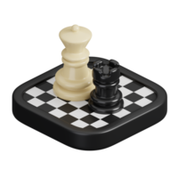 Chessboard with chess pieces isolated. Sports, fitness and game symbol icon. 3d Render illustration. png