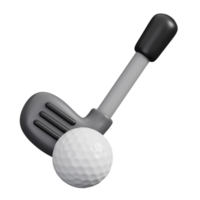 Golf club stick and ball isolated. Sports, fitness and game symbol icon. 3d Render illustration. png