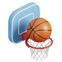 Basketball Band auf Rückwand und Ball isoliert. Sport, Fitness und Spiel Symbol Symbol. 3d machen Illustration. png