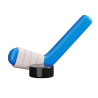 Ice hockey stick with puck isolated. Sports, fitness and game symbol icon. 3d Render illustration. png