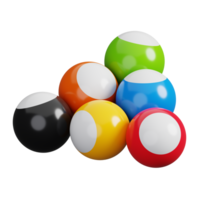 biljard bollar isolerat. sporter, kondition och spel symbol ikon. 3d framställa illustration. png