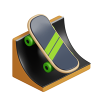 Skateboard on skate park isolated. Sports, fitness and game symbol icon. 3d Render illustration. png