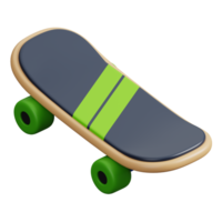 groen en zwart skateboard geïsoleerd. sport, geschiktheid en spel symbool icoon. 3d geven illustratie. png