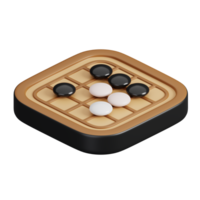 Board game Go and black and white bones isolated. Sports, fitness and game symbol icon. 3d Render illustration. png