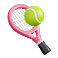tenis raqueta con pelota aislado. Deportes, aptitud y juego símbolo icono. 3d hacer ilustración. png