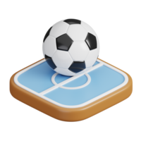 Futsal ball on field isolated. Sports, fitness and game symbol icon. 3d Render illustration. png