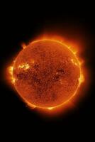 AI Generative The sun closeup showing the Sunspots on sun photosphere photo