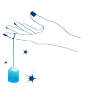 Line Art Boho Hand Holding Blue Shining Crystal. Not AI png