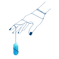 ligne art boho main en portant bleu brillant cristal. ne pas ai png
