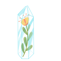 Outline Crystal. Curative Transparent Healing Quartz with Floral,Flowers. Gradient Clear Bright Gem with Frame. Magic Stone png