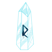 Line Art Crystal with Rune Radio. Curative Transparent Healing Quartz. Blue Clear Bright Gem. Magic Stone png