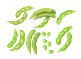 Green soy beans with transparent png top view.