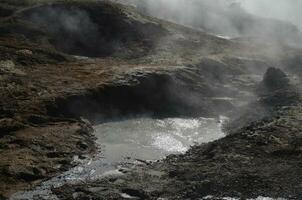 Boiling and Steaming Mud in Natural Hot Spring photo