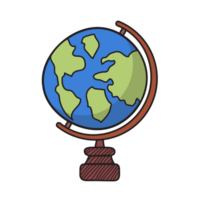 Globe. Education doodles color hand drawn png