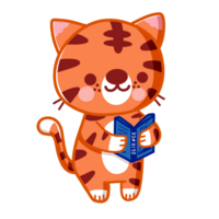 söt tiger läsning png