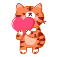 mignonne tigre avec cœur png