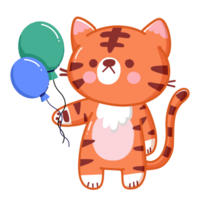 Cute Tiger with balloon png