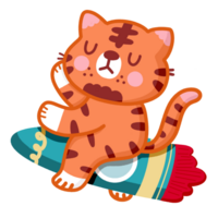 carino tigre su razzo png