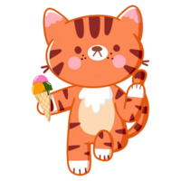 mignonne tigre la glace crème png