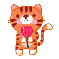 Cute Tiger with Flower png