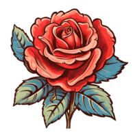 Red Rose With Leaves illustration Free PNG