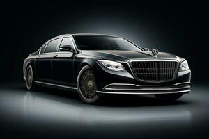 Black luxury car on a dark background photo