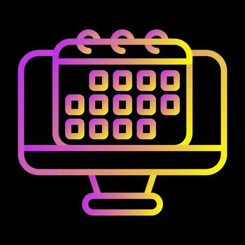 Desktop computer with cale Vector Icon