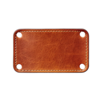 Blank brown leather label isolated on transparent background, created with generative AI png