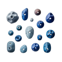 Set of blue rock climbing holds isolated on transparent background, created with generative AI png