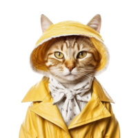 Fashion cat portrait isolated on transparent background, created with generative AI png