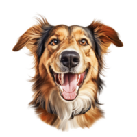 Very happy smiling dog portrait isolated on transparent background, created with generative AI png