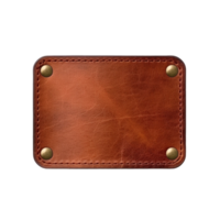 Blank brown leather label isolated on transparent background, created with generative AI png