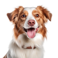 muy contento sonriente perro retrato aislado en transparente fondo, creado con generativo ai png