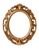 Antique gold picture frame isolated on transparent background, created with generative AI png