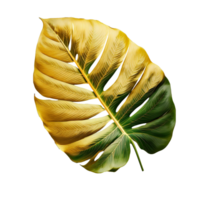 dorado tropical hoja aislado en transparente fondo, creado con generativo ai png