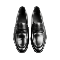 Preto couro masculino sapatos isolado em transparente fundo, criada com generativo ai png