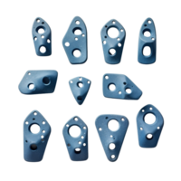 Set of blue rock climbing holds isolated on transparent background, created with generative AI png