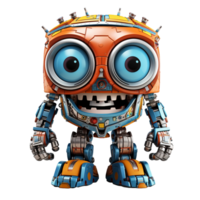 Funny big eyes robot isolated on transparent background, created with generative AI png