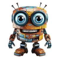 Funny big eyes robot isolated on transparent background, created with generative AI png