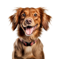 muito feliz sorridente cachorro retrato isolado em transparente fundo, criada com generativo ai png