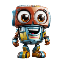 Funny big eyes robot isolated on transparent background, created with generative AI png