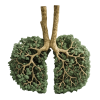 Lungs made of trees isolated on transparent background, created with generative AI png