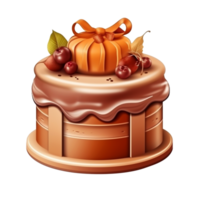 Chocolat gâteau décoré mignonne dans marron couleur. 3d illustration, argile icône, ai génératif. png