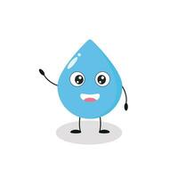 Cute smiling drop of water, cartoon character. Flat vector illustration