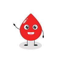 Cute smiling drop of blood, cartoon character. Donor's day. Flat vector illustration
