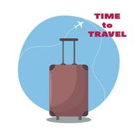 vacaciones concepto. es hora a viajar. viaje bolsa, turismo, viaje. turista bandera. viaje ilustración. moderno plano diseño vector